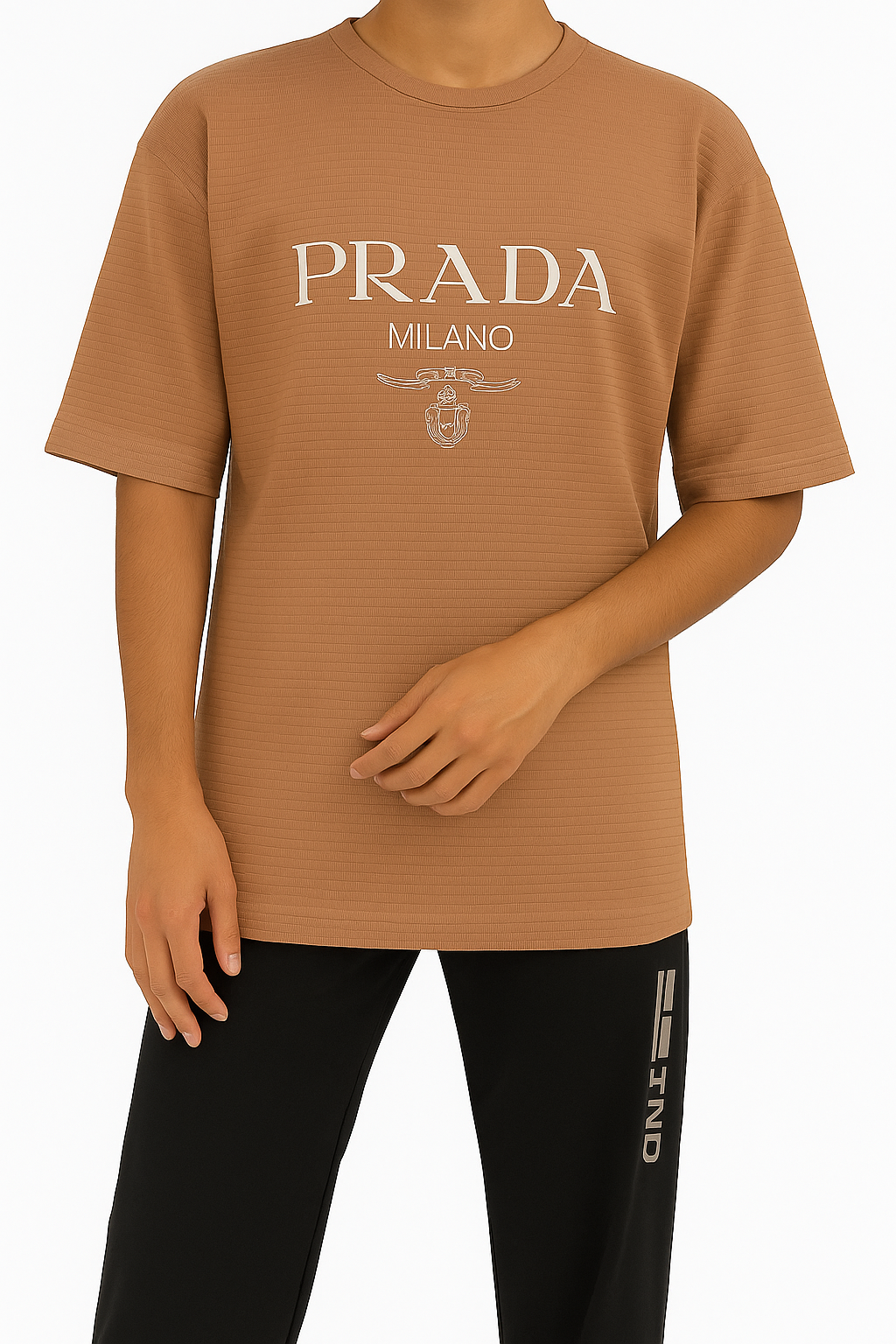 Prada Milano Light Blue Embossed Logo T-Shirt