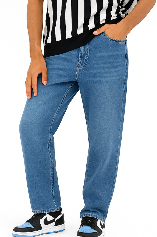 Straight Baggy Vintage Wash Denim Jeans