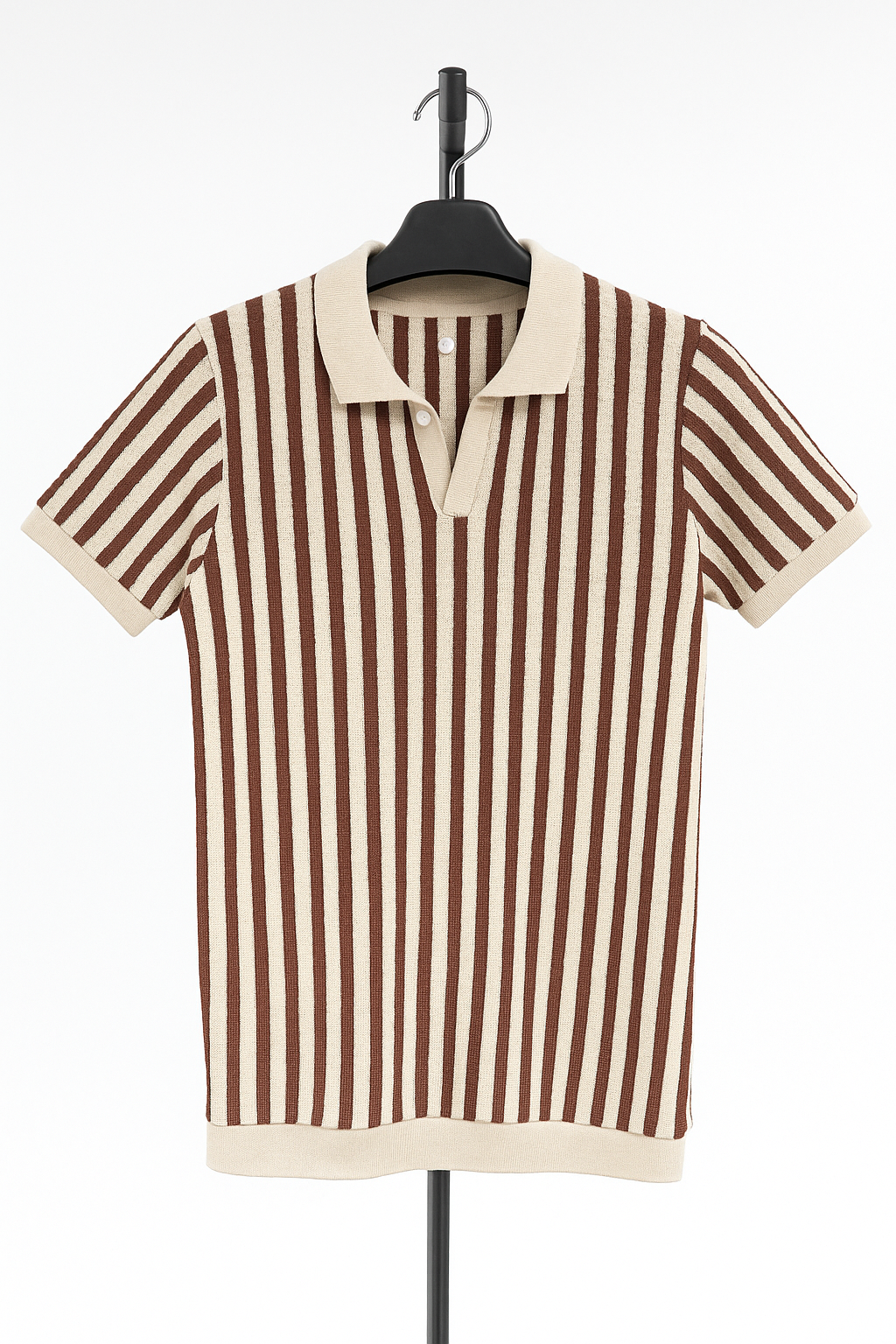 Men’s Vertical Striped Knit Polo Shirt