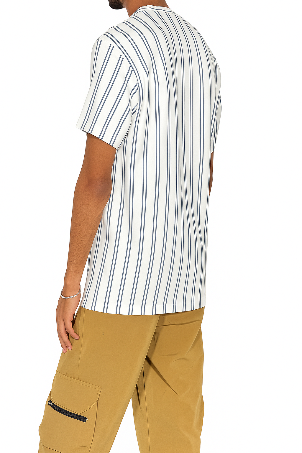Men’s Classic Vertical Stripe T-Shirt - Off-White & Navy