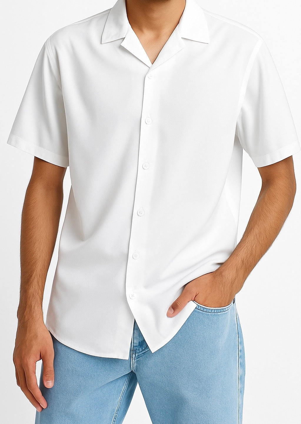 Classic White Cuban Collar Shirt – Effortless Summer Style