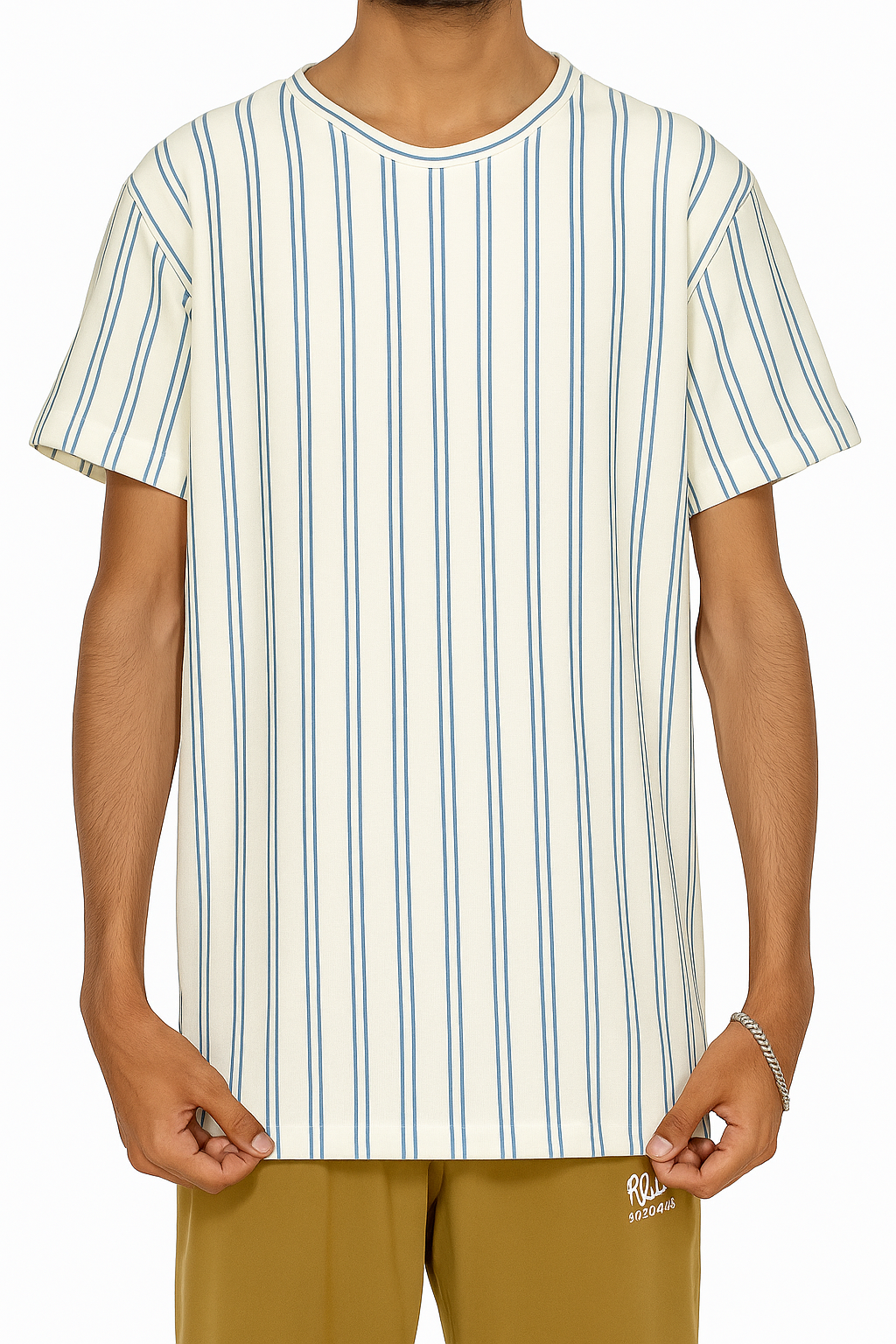 Men’s Classic Vertical Stripe T-Shirt - Off-White & Navy