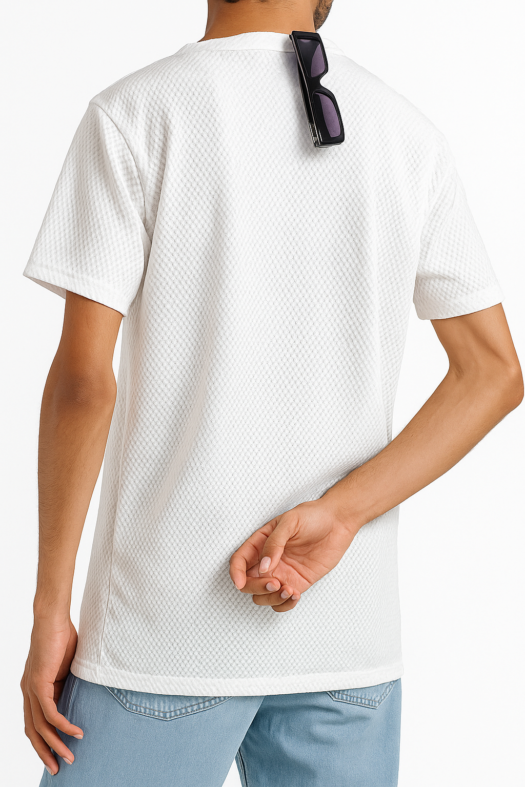 Premium Textured White T-Shirt with Signature Emblem