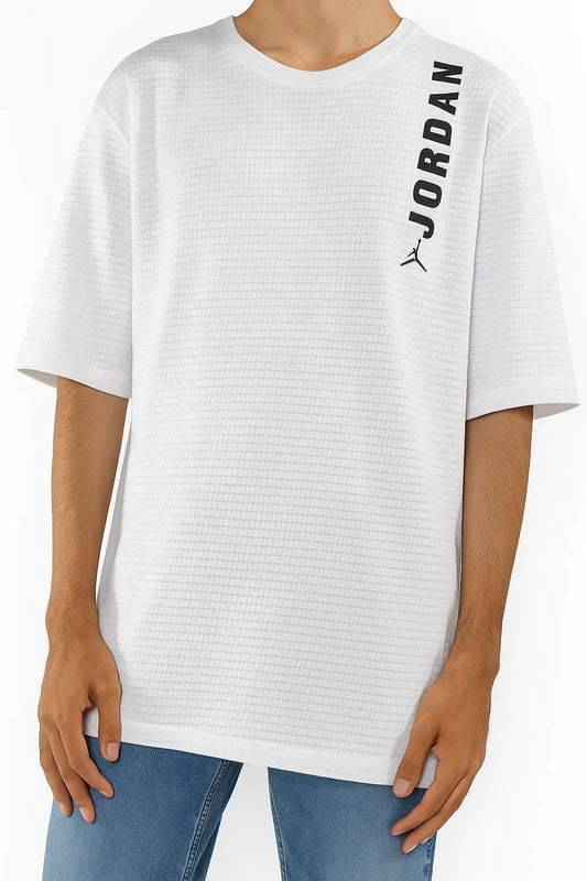 Jordan Men's White Grid Pattern T-Shirt